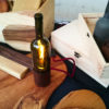 Weinflaschen-Lampe aus Nussbaum-396