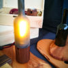 Weinflaschen-Lampe aus Nussbaum, mattiert-407